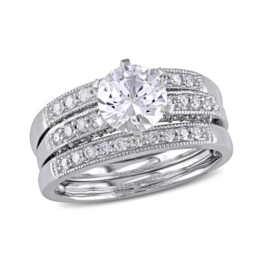 Julianna B 10K White Gold 0.40CTW Diamond & Created Sapphire Bridal Set