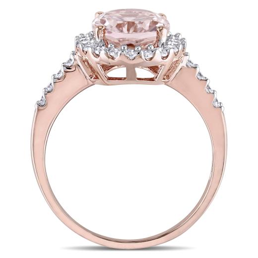 Julianna B 10K Rose Gold Oval-Shaped Morganite & 0.40CTW Diamond Halo Ring