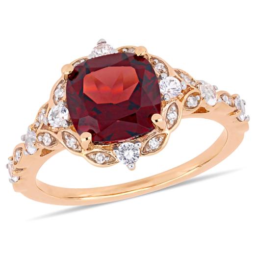 Julianna B 14K Rose Gold Garnet & 0.06CTW Diamond Fashion Ring