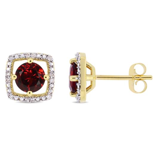 Julianna B 10K Yellow Gold Garnet & Diamond Earrings