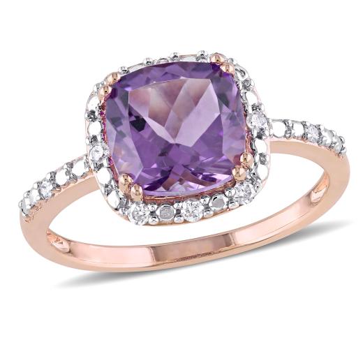 Julianna B 10K Rose Gold Amethyst & 0.10CTW Diamond Fashion Ring