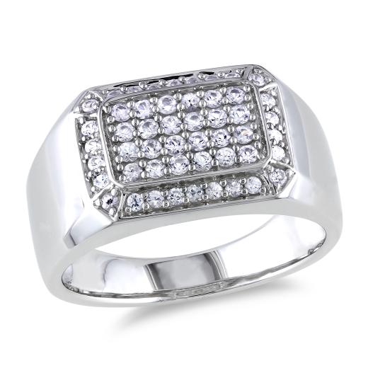 Julianna B Sterling Silver White Sapphire Men's Ring