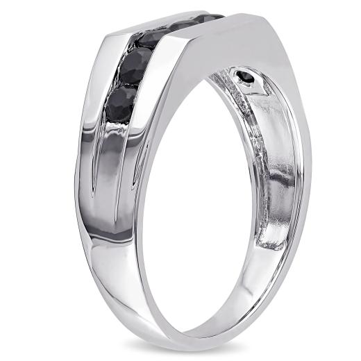 Julianna B Sterling Silver Black Sapphire Men's Ring