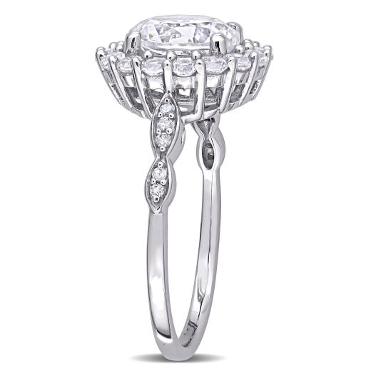Julianna B 10K White Gold Created Sapphire & Diamond Engagement Ring