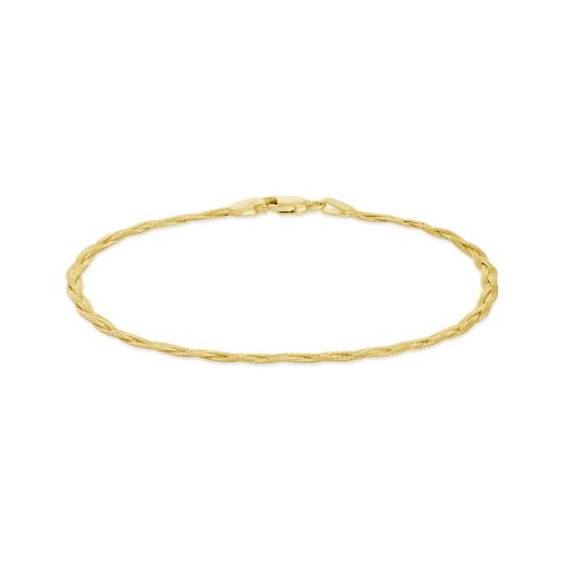 10K Yellow Gold 7.5" 2.7mm Braided Herringbone Bracelet