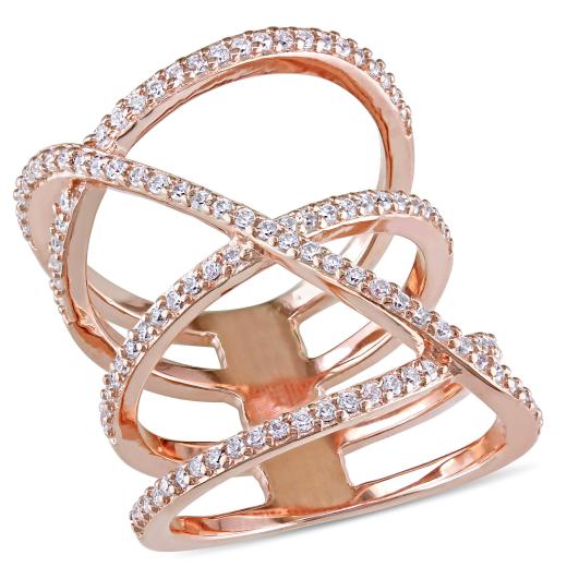 Julianna B Sterling Silver Cubic Zirconia Crossover Ring