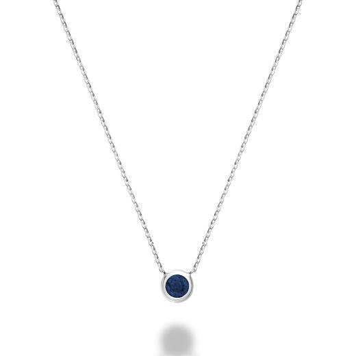 Les Bijoux 10K White Gold Bezel Set Blue Sapphire Necklace