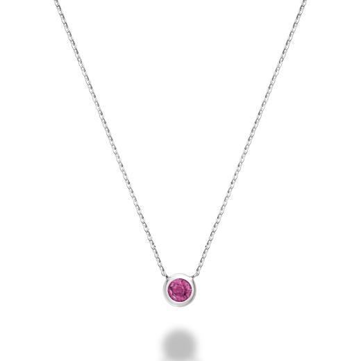 Les Bijoux 10k White Gold Bezel Set Pink Topaz Necklace