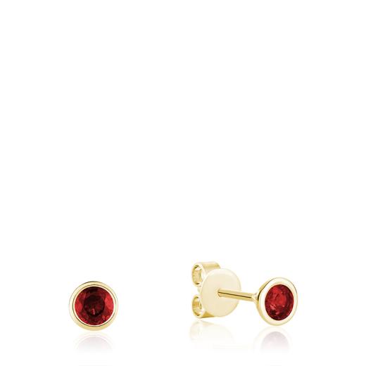 Les Bijoux 10K Gold Bezel Set Ruby Earrings