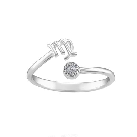 Sterling Silver Diamond Virgo Zodiac Ring - Size 7