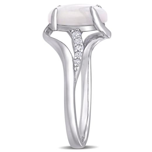 Julianna B Sterling Silver Opal & Diamond Ring
