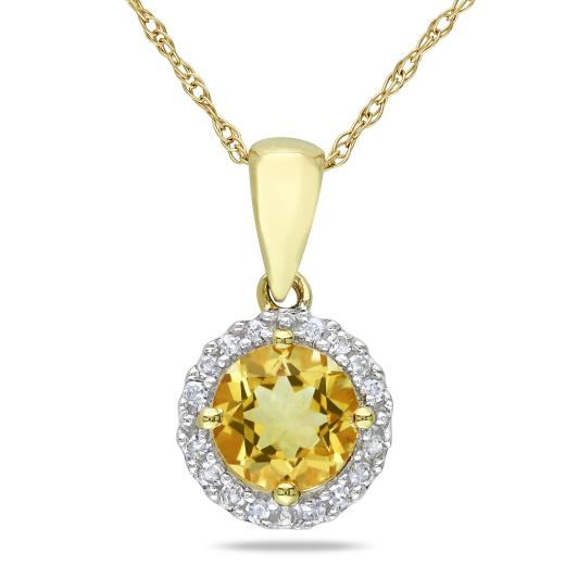 Julianna B 10K Yellow Gold Citrine & Diamond Necklace