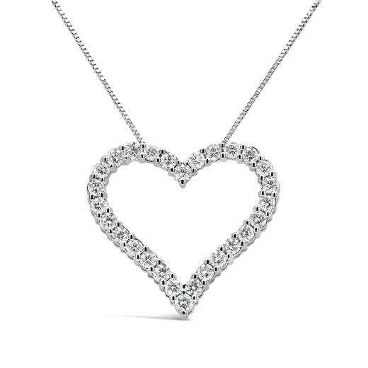 14K White Gold Lab Grown 1.00CTW Diamond Heart Pendant