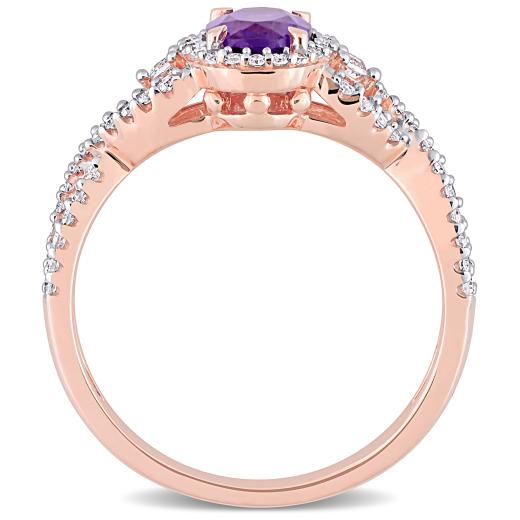 Julianna B 10K Rose Gold Amethyst, White Sapphire & Diamond Ring