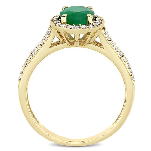 Julianna B 14K Yellow Gold Emerald & 0.33CTW Diamond Ring