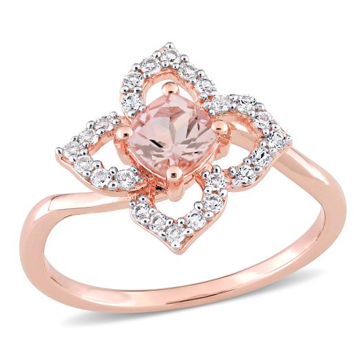 Julianna B Sterling Silver Morganite & White Topaz Ring
