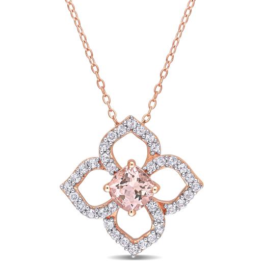 Julianna B Sterling Silver Morganite & White Topaz Necklace