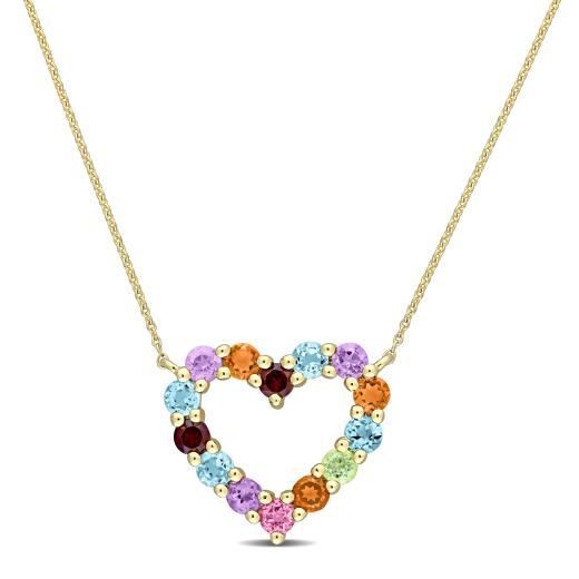 Julianna B 10K Yellow Gold Multi Gemstone Heart Necklace