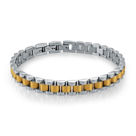 Stainless Steel 7.5+0.5" Gold-plated Rolex-Design Bracelet
