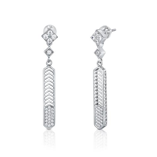 Sterling Silver Cubic Zirconia Drop Cage Earrings