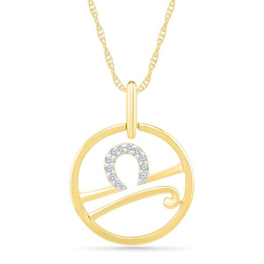 10K Yellow Gold Libra Diamond Pendant