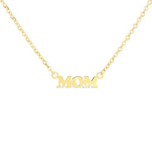 10K Yellow Gold 18" Mom Necklace