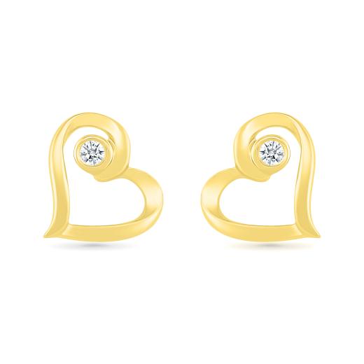 10K Yellow Gold Diamond Heart Earrings