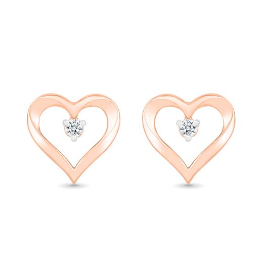 10K Rose Gold Diamond Heart Earrings