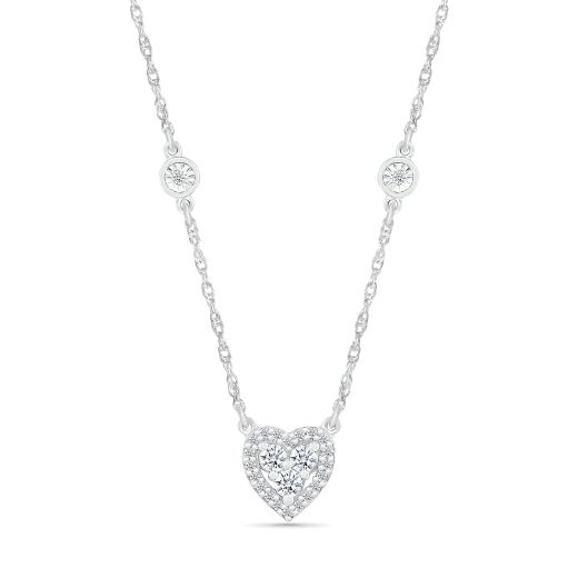 10K White Gold 0.18CTW Diamond Heart Necklace