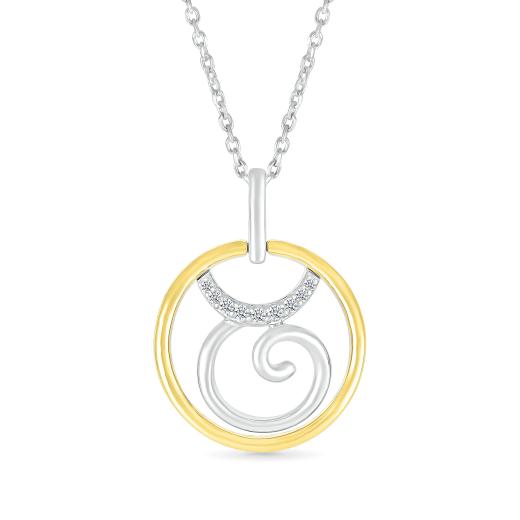 Sterling Silver 10K Yellow Gold Taurus Diamond Pendant