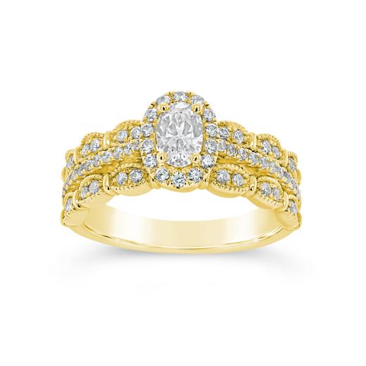 Diamond Revelations 14K Yellow Gold 1.00CTW Oval Diamond Bridal Ring