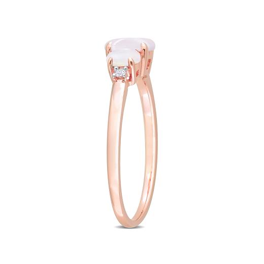 Julianna B 10K Rose Gold 0.02CTW Diamond & Opal 3 Stone Ring