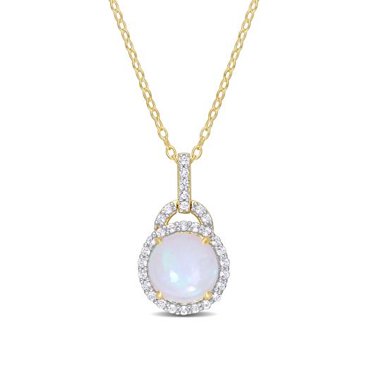 Julianna B Sterling Silver Blue Ethiopian Opal & White Topaz Necklace