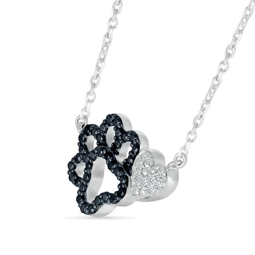 Sterling Silver 0.18CTW Black & White Diamond Necklace