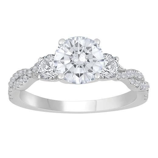 New Brilliance 14K White Gold Lab Grown 2.18CTW Three Stone Bridal Ring