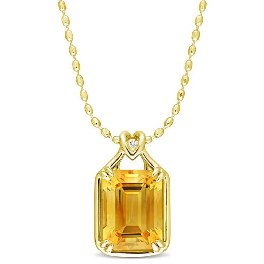 Julianna B Sterling Silver Yellow Plated Citrine and White Topaz Pendant