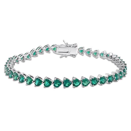 Julianna B Sterling Silver Created Emerald Bracelet 7.5