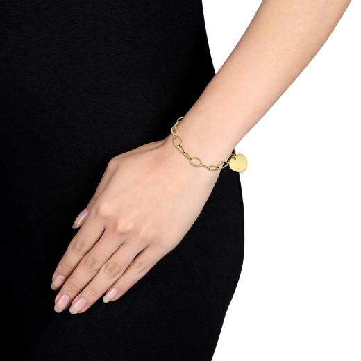Julianna B 14K Yellow Gold 7.5" Heart Drop Link Bracelet