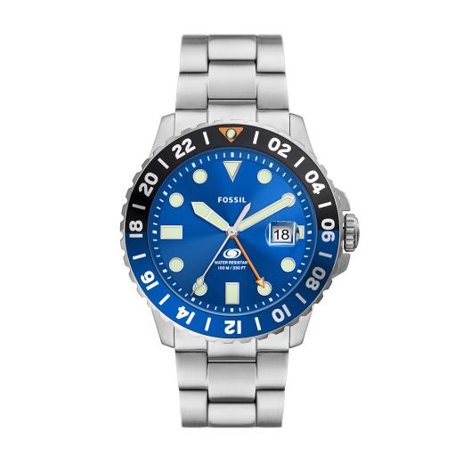 Fossil Men's Blue Stainless Steel GMT Watch