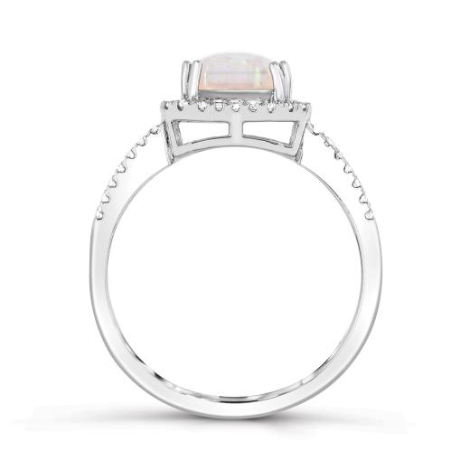 Sterling Silver Created Opal and Created White Sapphire Ring