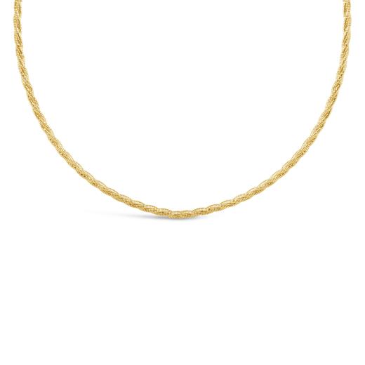 10K Yellow Gold 16" + 2" Extender Braided Spring Omega Chain