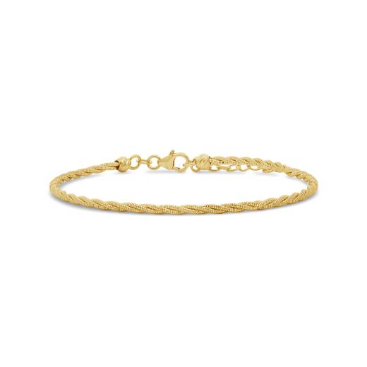 10K Yellow Gold 7" + 1" Extender Braided Spring Omega Bracelet