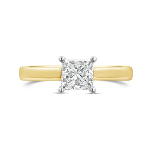 New Brilliance 14K Yellow Gold Lab Grown 1.00CT Princess Cut Diamond Ring