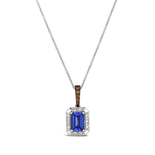14K Vanilla Gold Blueberry Tanzanite Diamond Pendant