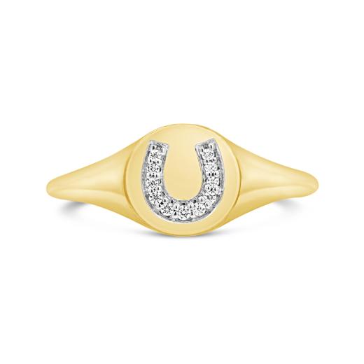Charmables 10K Yellow Gold Diamond Horseshoe Signet Ring | Charm ...