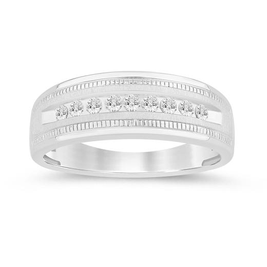10K White Gold 0.25CTW Diamond Wedding Band