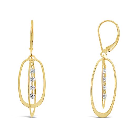 Yellow gold diamond dangle earrings discount