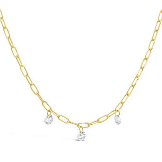 Brevani 10K Yellow Gold 0.24CTW Diamond Drop Paperclip Necklace