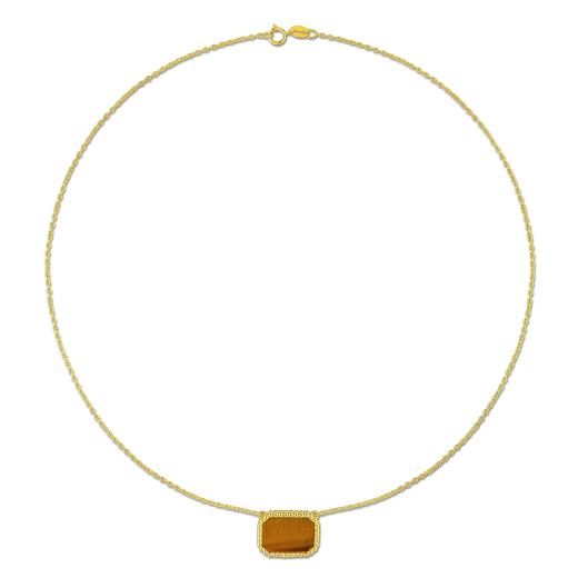 Julianna B Yellow Plated Sterling Silver Tiger Eye Necklace