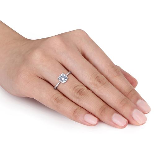 Julianna B Sterling Silver Created White Sapphire Solitaire Ring